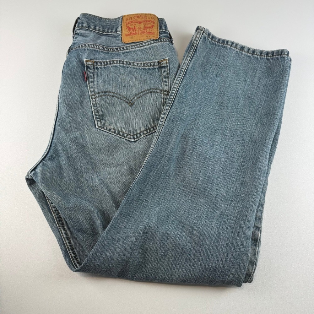 Levis 559 Relaxed Straight Jeans Mens 34x32 Blue Medium Wash Denim 559-0450